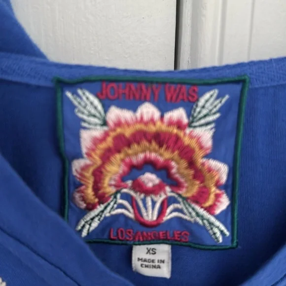 Johnny Was Jailyn Beach Hoodie Blue Embroidered Floral size small - Picture 5 of 7